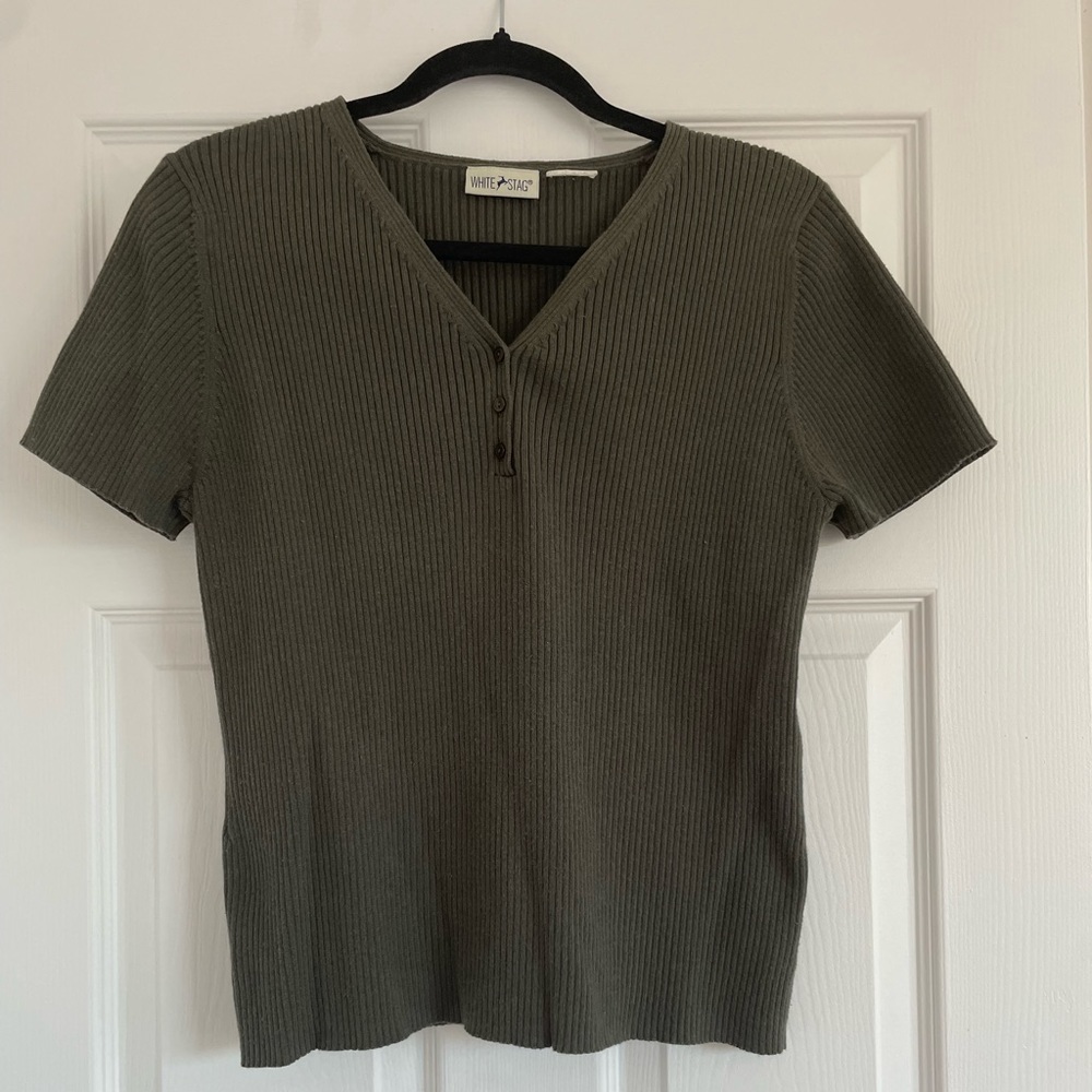 ribbed olive green shirt by White Stag